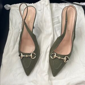 Gucci Women's Olive Green Slingback Heels